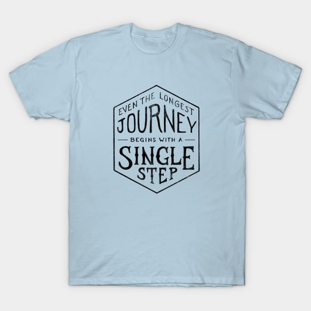 EVEN THE LONGEST JOURNEY BEGINS WITH A SINGLE STEP T-Shirt by vincentcousteau